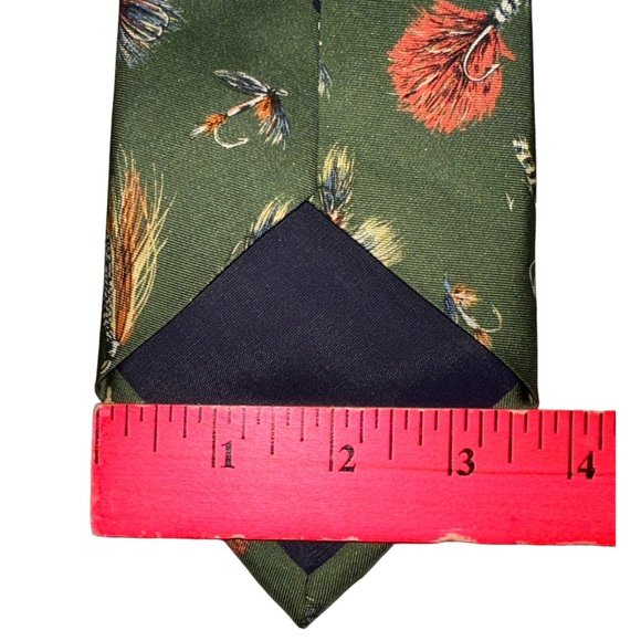 Mens Lands End 100% Silk Green Fishing Lures Vintage Inspired - Picture 6 of 6